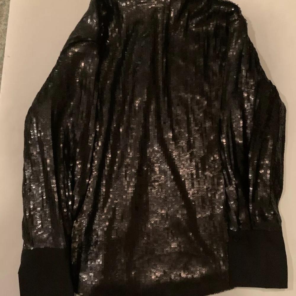 Future Collective By Kahlana Barfield Black Sequin Women’s Shirt Size Small - Picture 9 of 13